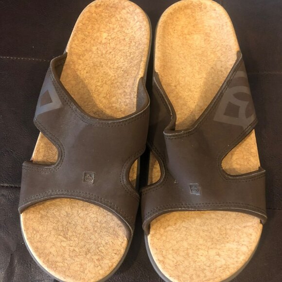 Spenco Kholo Orthotic Slide Sandals Sz 8 Mens Brown Cork Sole - Picture 2 of 6